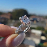 Gorgeous Radiant Cut 3.0ct Pave Engagement Ring In Sterling Silver