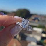 Gorgeous Radiant Cut 3.0ct Pave Engagement Ring In Sterling Silver