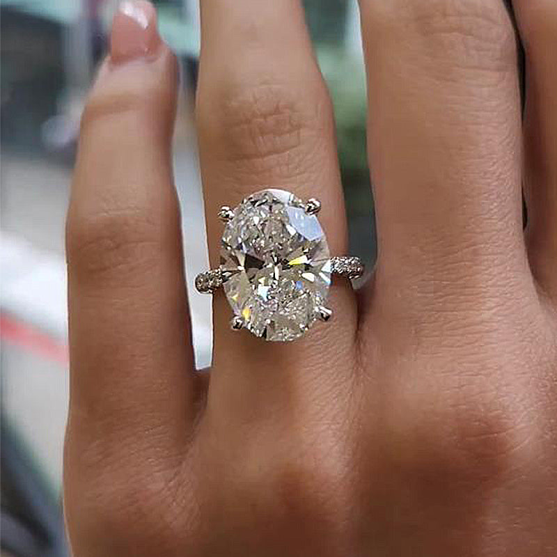 Gorgeous Oval Cut 8.0ct Sterling Silver Engagement Ring