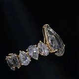 Chunky Pave Pear Cut 5.0ct Engagement Ring In Sterling Silver