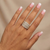 Brilliant 925 Sterling Silver Pavé Round Cut Wide Band Wedding Ring