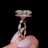 Breathtaking 8.0ct Oval Cut Marquise Bubble Band & Pink Halo Engagement Ring In Sterling Silver