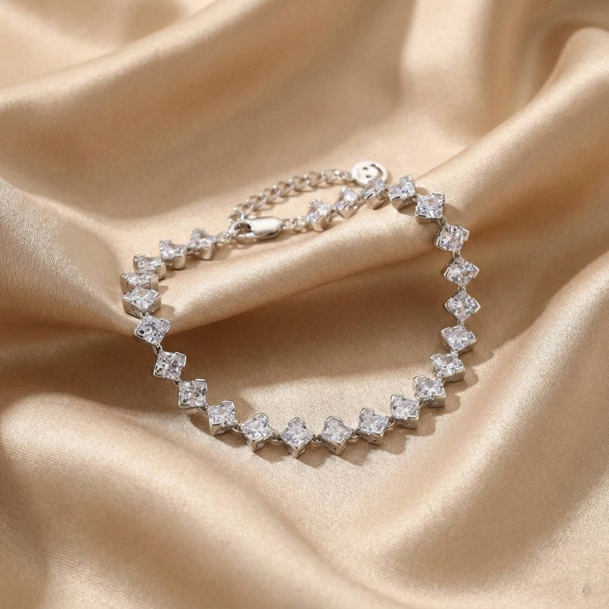 Princess Cut Simulated Diamonds Tennis Bracelet in Sterling Silver