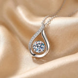 Moissanite Round Cut Teardrop 925 Sterling Silver Necklace