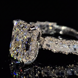 Starlit Pave Radiant Cut 5.0ct Engagement Ring In Sterling Silver