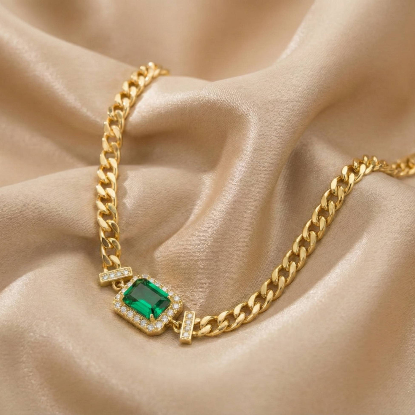 Polished Emerald Cut Bracelet for Emerald Green Women