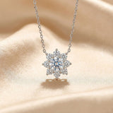 Moissanite Round Cut Flower 925 Sterling Silver Necklace