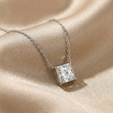 Princess Cut Pendant Necklace in 925 Sterling Silver