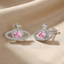 Pink Stone Heart Cut 925 Sterling Silver Stud Earrings