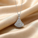 Moissanite Round Cut Fan 925 Sterling Silver Necklace