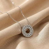 Moissanite Round Cut Open Circle 925 Sterling Silver Necklace