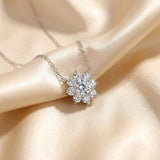 Moissanite Round Cut Flower 925 Sterling Silver Necklace