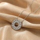 Moissanite Round Cut Open Circle 925 Sterling Silver Necklace