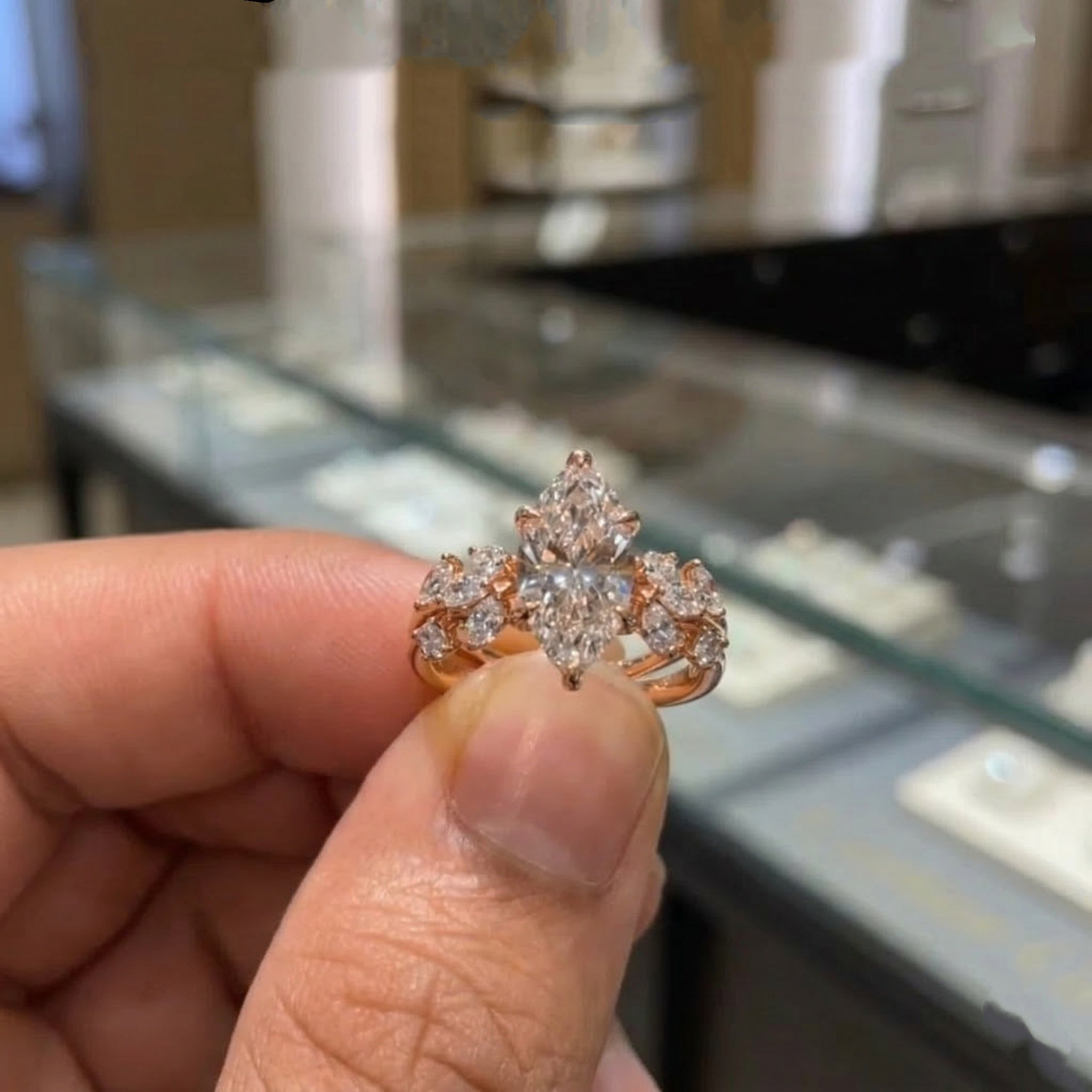 Gorgeous Vintage-Inspired 2.0ct Marquise Cut Cluster Ring In Sterling Silver