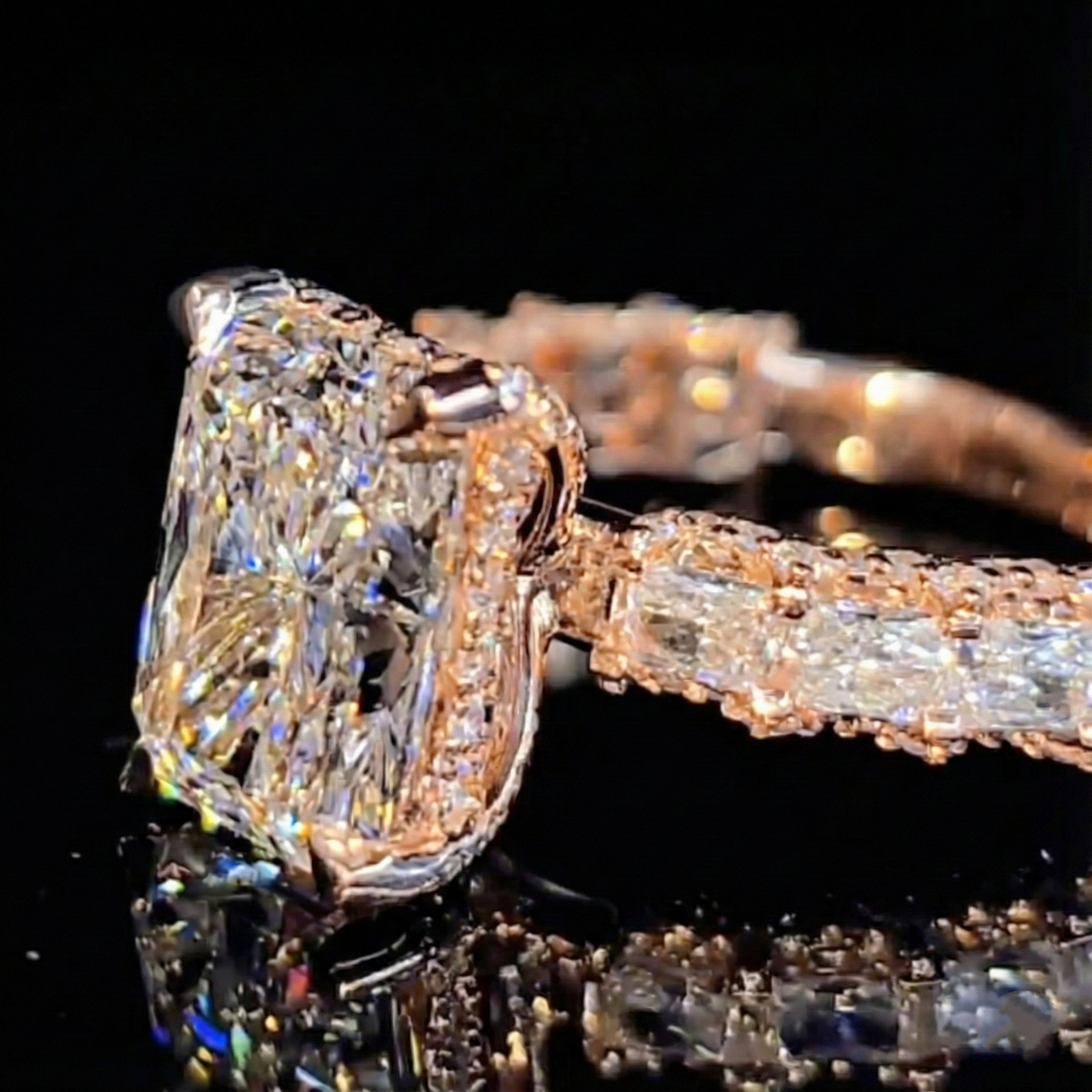 Starlit Pave Radiant Cut 5.0ct Engagement Ring In Sterling Silver