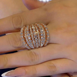 Dazzling 925 Sterling Silver Pave Round Cut Wide Band Wedding Ring