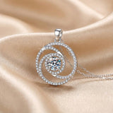Moissanite Round Cut Spiral 925 Sterling Silver Necklace