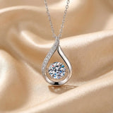 Moissanite Round Cut Teardrop 925 Sterling Silver Necklace