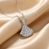Moissanite Round Cut Fan 925 Sterling Silver Necklace