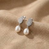 925 Sterling Silver Wing and Pearl Drop Earrings