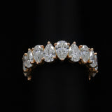 Elegant 925 Sterling Silver Pear Cut Curved Eternity Wedding Ring