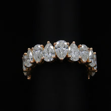 Elegant 925 Sterling Silver Pear Cut Curved Eternity Wedding Ring