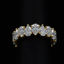 Elegant 925 Sterling Silver Pear Cut Curved Eternity Wedding Ring