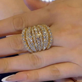 Dazzling 925 Sterling Silver Pave Round Cut Wide Band Wedding Ring