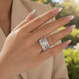 Exquisitely-crafted Radiant Cut 4.0ct Pave 4PC 925 Sterling Silver Wedding Ring Set