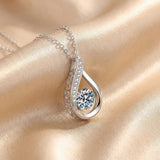 Moissanite Round Cut Teardrop 925 Sterling Silver Necklace