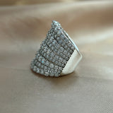 Dazzling 925 Sterling Silver Pave Round Cut Wide Band Wedding Ring