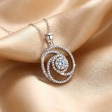 Moissanite Round Cut Spiral 925 Sterling Silver Necklace