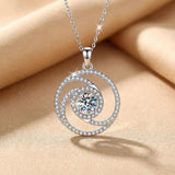 Moissanite Round Cut Spiral 925 Sterling Silver Necklace