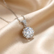 Round Cut Multi Color Zirconia Flower Design Sterling Silver Necklace