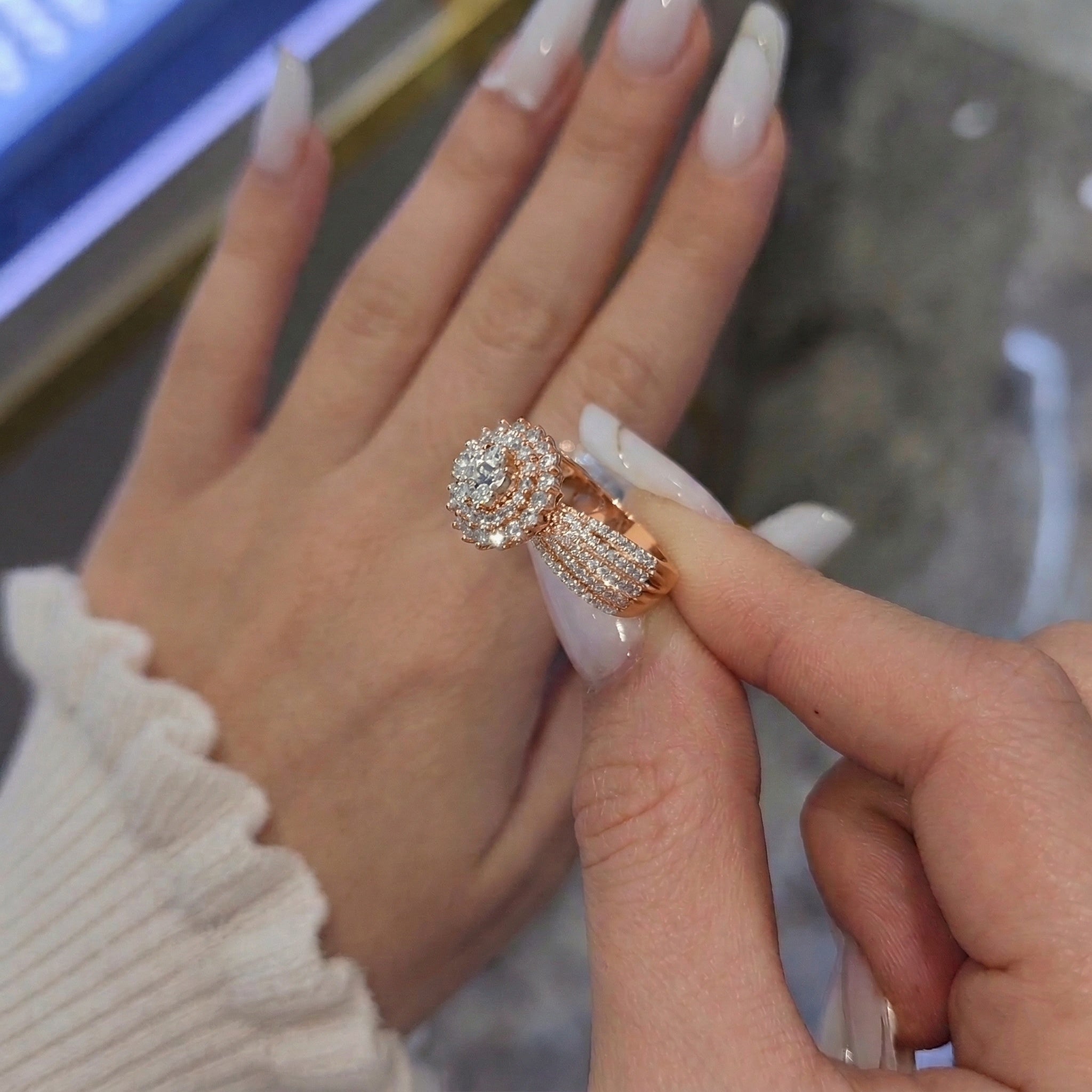 Iced Out Floral Cluster Ring • Multi-Row Sterling Silver Flower Ring