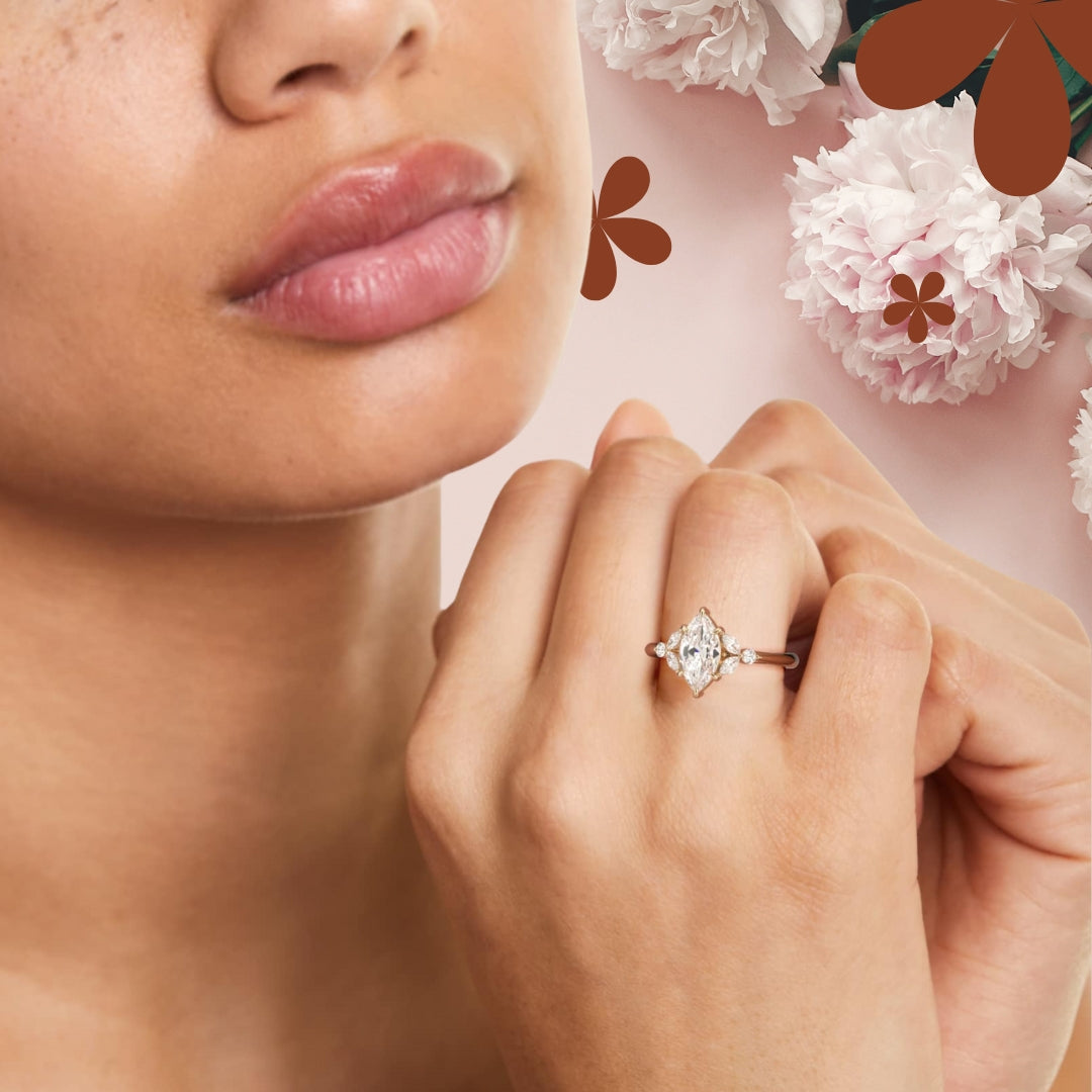 Solarii Moissanite 3.0ct Marquise Cut 925 Sterling Silver Engagement Ring