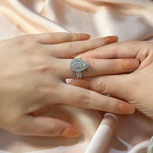 Refined Pear Cut 4.0ct Split Shank Engagement Ring In Sterling Silver
