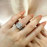 Lustrous Cushion Cut 6.5ct Hidden Halo 925 Sterling Silver Wedding Ring Set