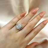 Lustrous Cushion Cut 6.5ct Hidden Halo 925 Sterling Silver Wedding Ring Set