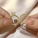 Chunky Cushion Cut 3 Ct Pave 925 Sterling Silver Wedding Ring Set