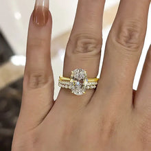 Elegant Oval Cut Solitaire Sterling Silver Bridal Set