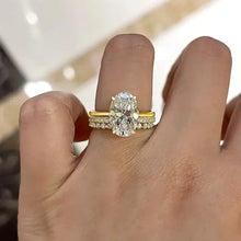 Elegant Oval Cut Solitaire Sterling Silver Bridal Set