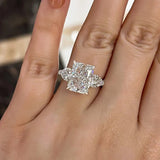 Gorgeous Hidden Halo Radiant Cut 5.0ct Engagement Ring In Sterling Silver