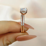 Chunky Cushion Cut 3 Ct Pave 925 Sterling Silver Wedding Ring Set