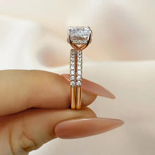 Chunky Cushion Cut 3 Ct Pave 925 Sterling Silver Wedding Ring Set