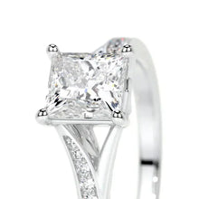 Alluring Solarii Moissanite 2.0ct Princess Cut 925 Sterling Silver Split Shank Engagement Ring