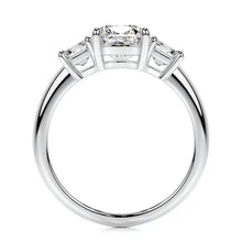 Gauzy Solarii Moissanite 2.0ct Cushion Cut 925 Sterling Silver Three Stone Engagement Ring