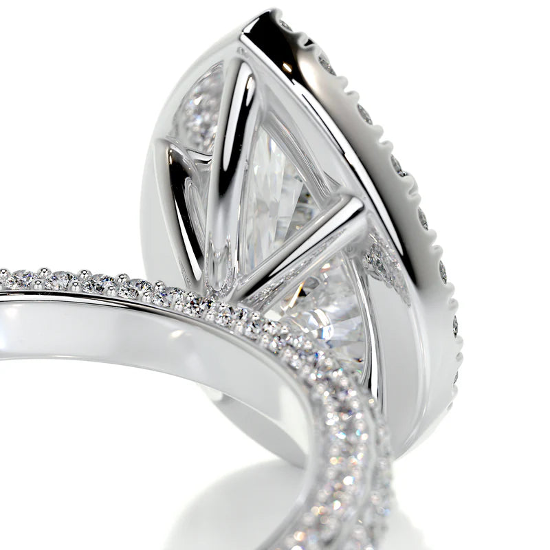 Orchestral Solarii Moissanite 2.0ct Pear Cut 925 Sterling Silver Pave Engagement Ring