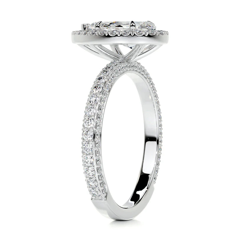 Orchestral Solarii Moissanite 2.0ct Pear Cut 925 Sterling Silver Pave Engagement Ring