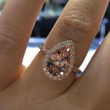 Brillian Halo 3.0ct Pear Cut Synthetic Morganite Engagement Ring